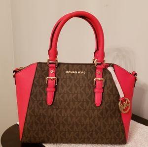 Michael Kors handbag signature red handles strap